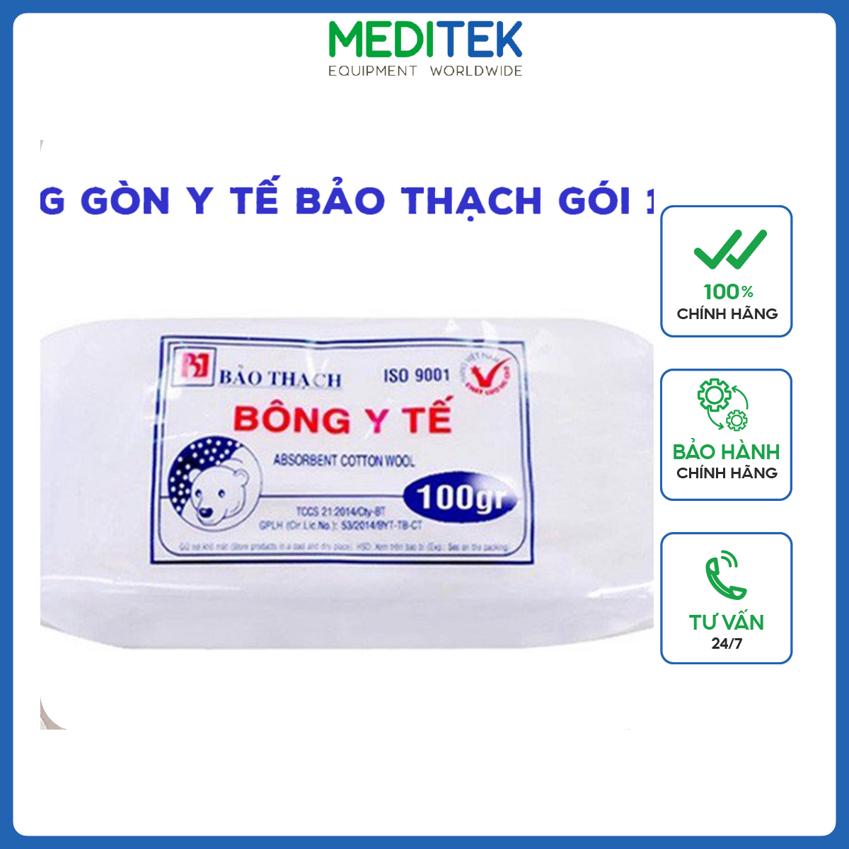 Bông gòn y tế Bảo Thạch, Gói 100g
