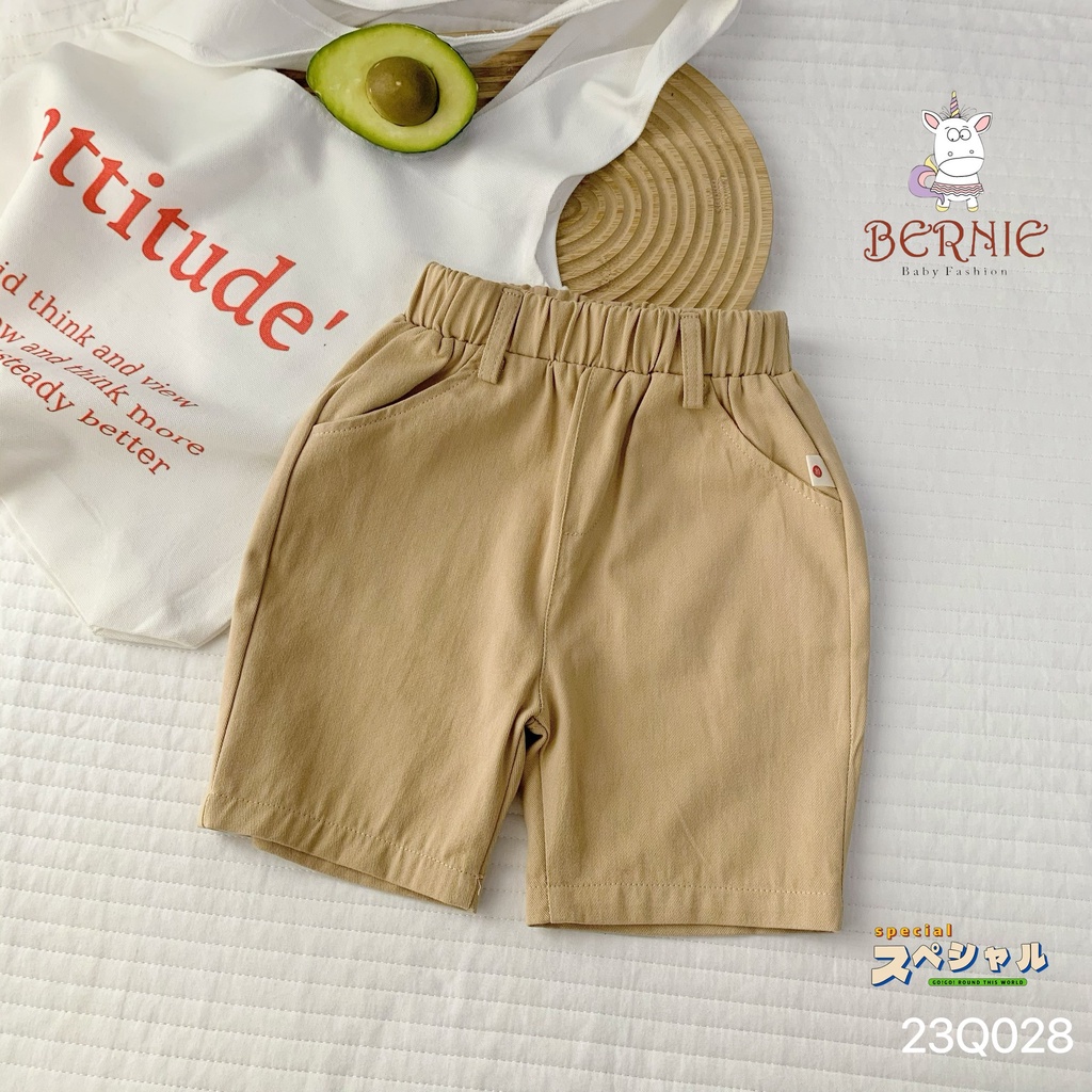 Quần kaki lửng basic cho bé trai, quần đùi thô mềm Bernie dáng dài