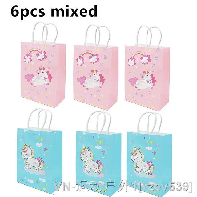♧□ 6Pcs Unicorn Paper Bag Birthday Wrapping Decoration Popcorn Kid