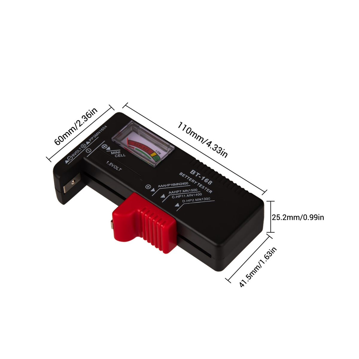 BT-168 AA/AAA/C/D/9V/1.5V Universal Button Cell Battery Indicate Volt Tester Checker BT168