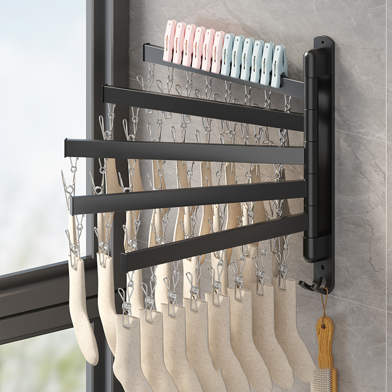 JJT [Miễn Phí Vận Chuyển]Giá phơi inox, móc treo chắc chắn, giá đỡ vớ chống gió nhiều kẹp, giá phơi, Giá phơi ban công, móc đa chức năng