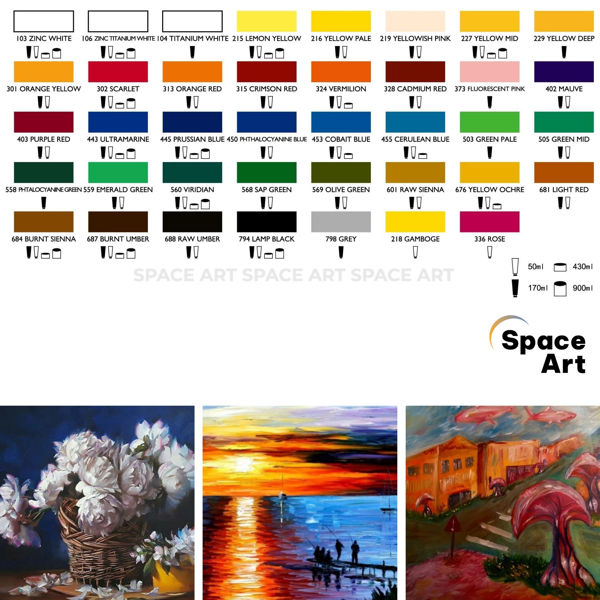 [Space Art Store][Chính hãng] Màu vẽ Sơn dầu Marie's Tuýp lẻ 50ml (31 màu)