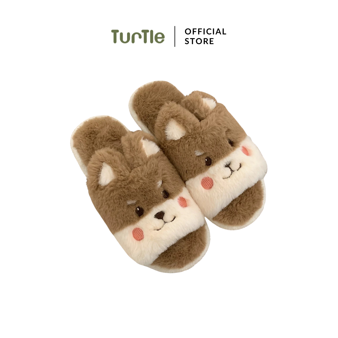 TURTLE Fluffy Plush Home Slippers Cozy Soft Indoor Slippers