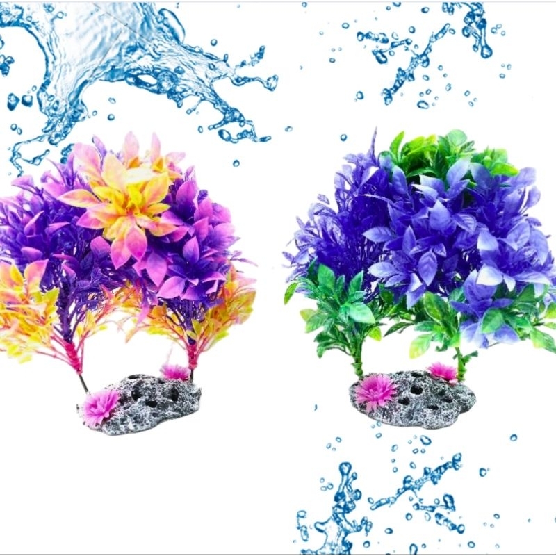 Hiasan aquarium dekorasi BUNGA PLASTIK MODEL LINGKAR