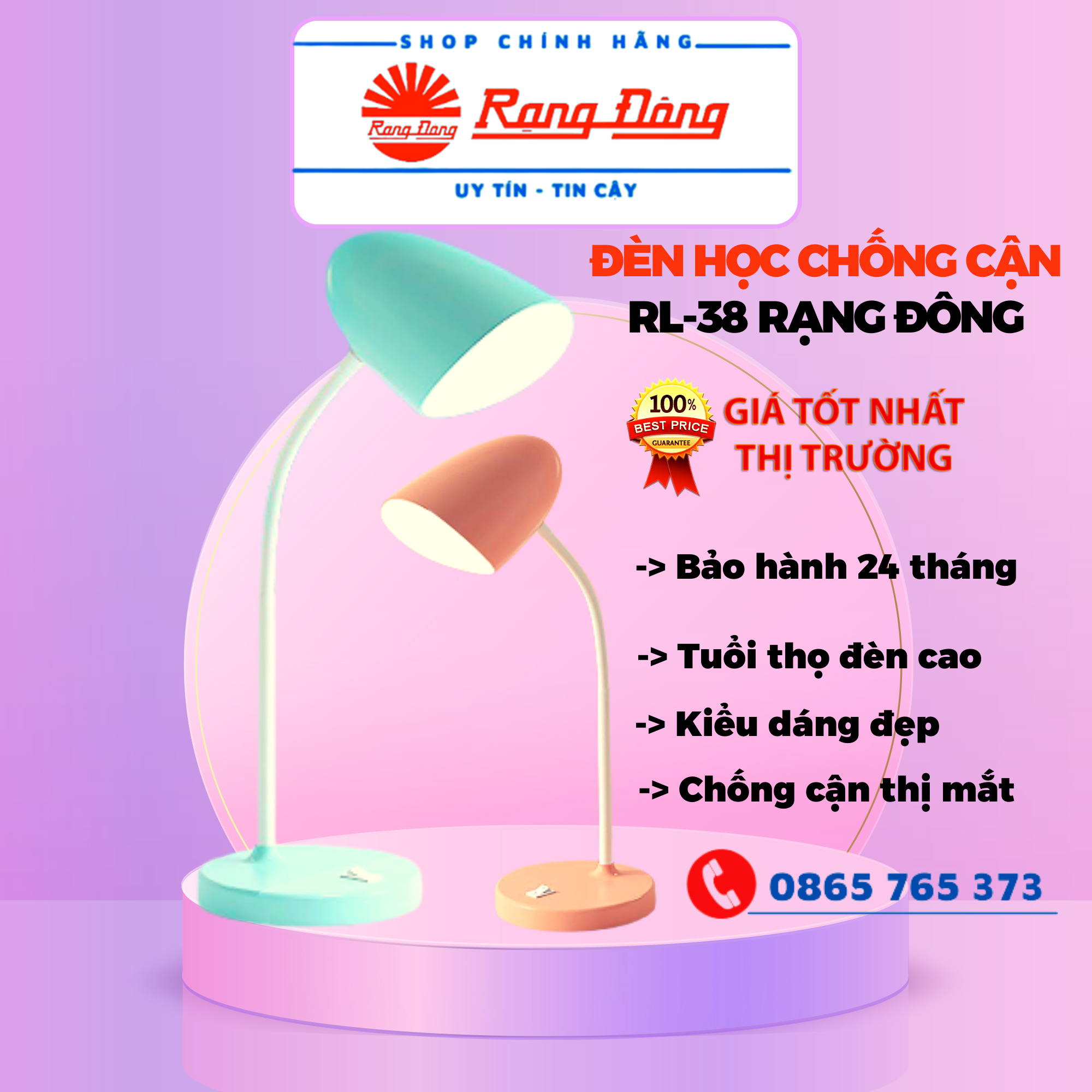 Đèn bàn, đèn học chống cận thị Rạng Đông RL-38 (bán chạy nhất thị trường)