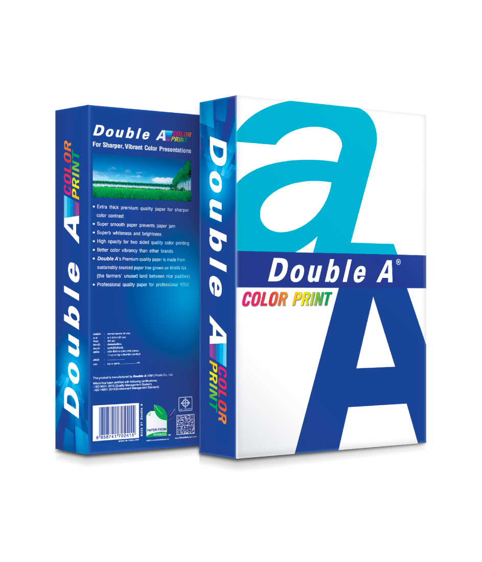 [1 รีม 90 แกรม Color Print+ ปากกาไตรทัช 1 ด้าม ] Double A Color Print ...