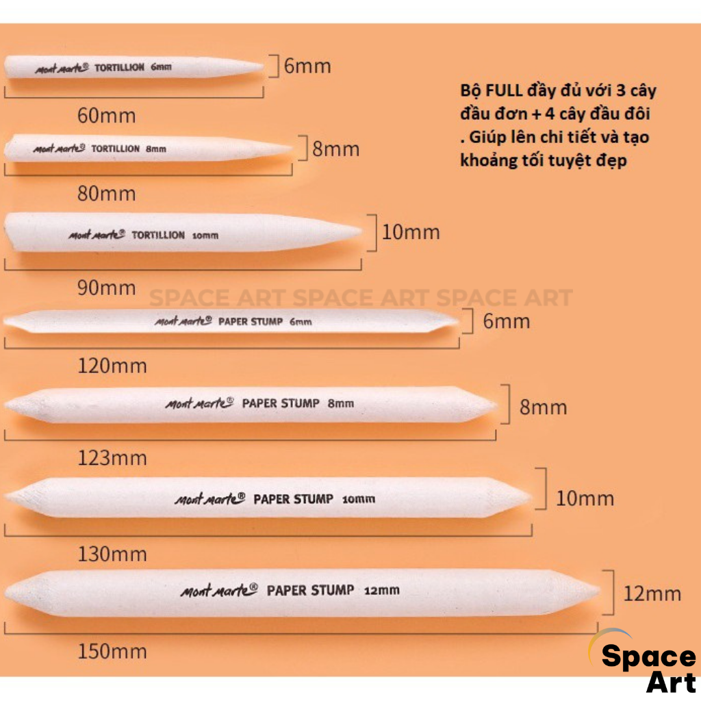 [Chính hãng]Di chì/ chà chì Mont Marte bộ 7 cây đủ size