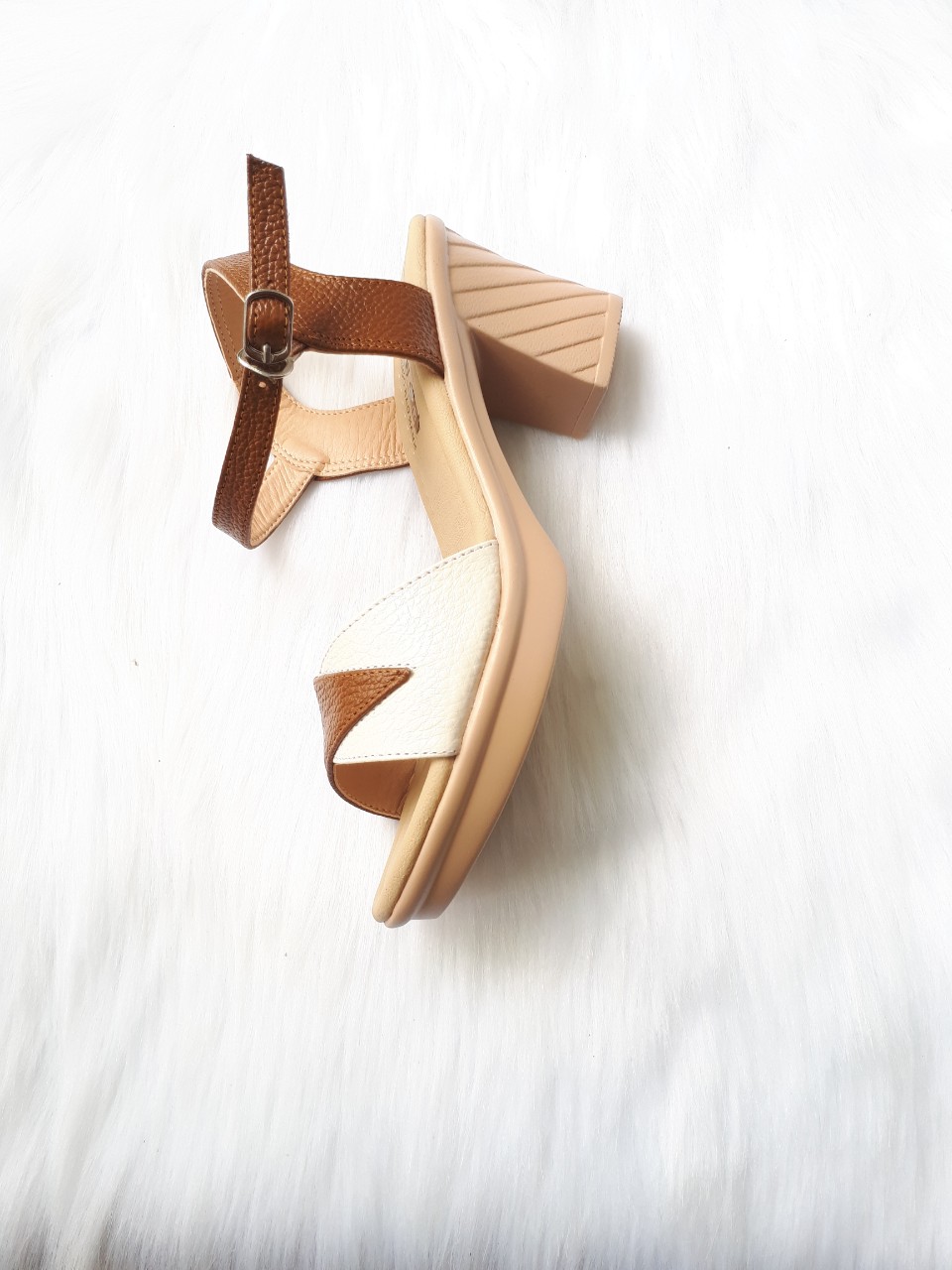 Sandal đế gót cao 7 phân  da bò thật cao cấp VI VI S210