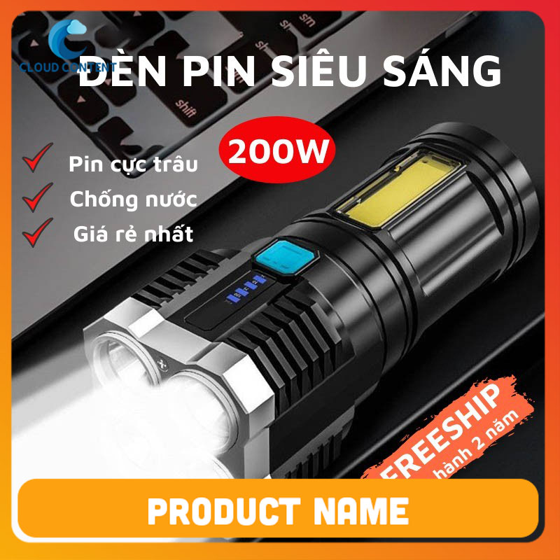 Đèn pin mini led - đèn pin siêu sáng cầm tay 4 chế độ siêu sáng - đèn pin sạc 4led l19 chống nước