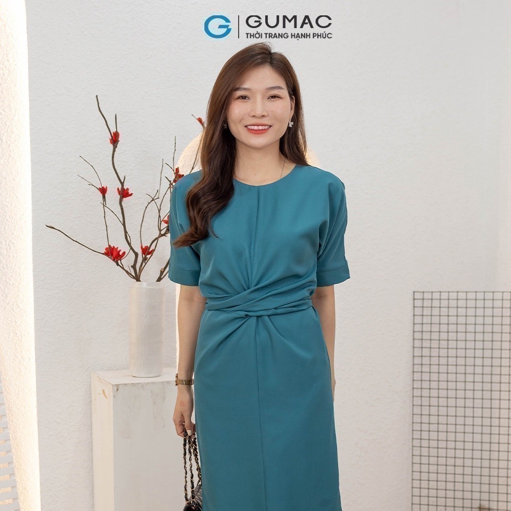 Đầm nữ xoắn eo cột nơ thời trang GUMAC DD03031