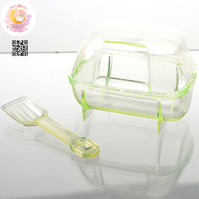 Nhà tắm mica vuông size trung (kèm muỗng lọc cát) cho hamster
