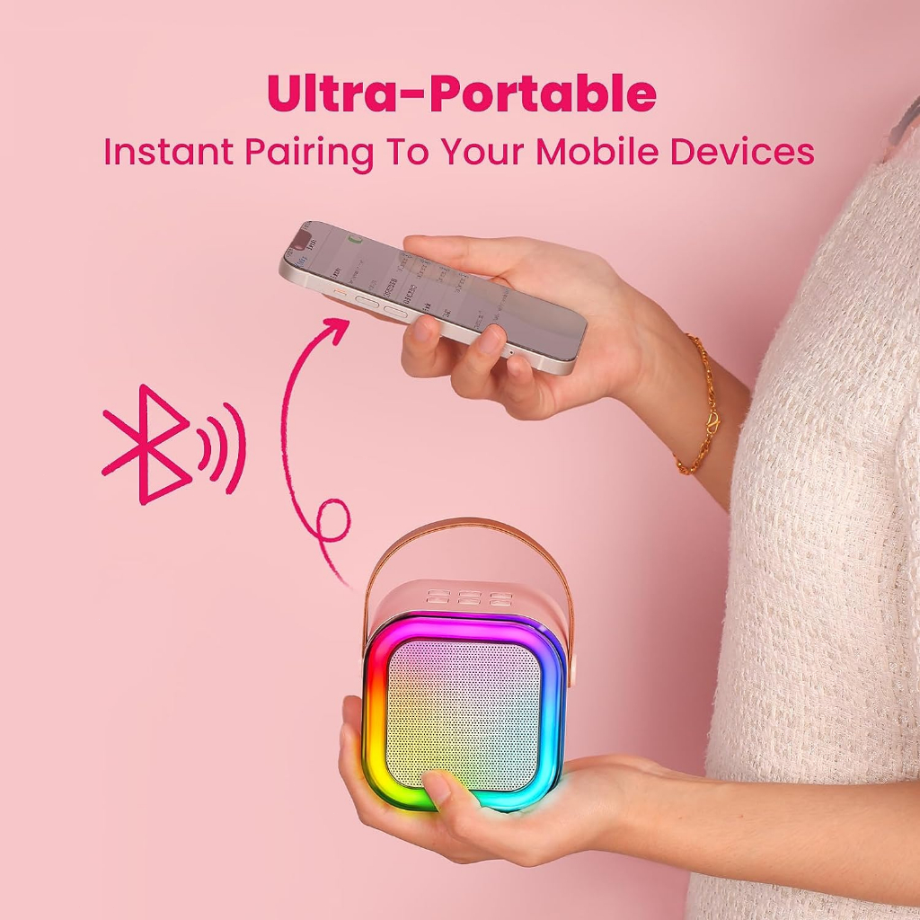 Mini Karaoke bluetooth speaker Wireless Microphone portable Speaker 3D Stereo Amplifier with two Mic