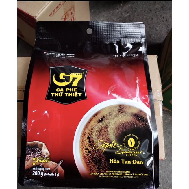 Dennhi-G7-B100_Đen không đường B100 Cà phê G7 hòa tan đen Bịch 100 sachets (Gói)