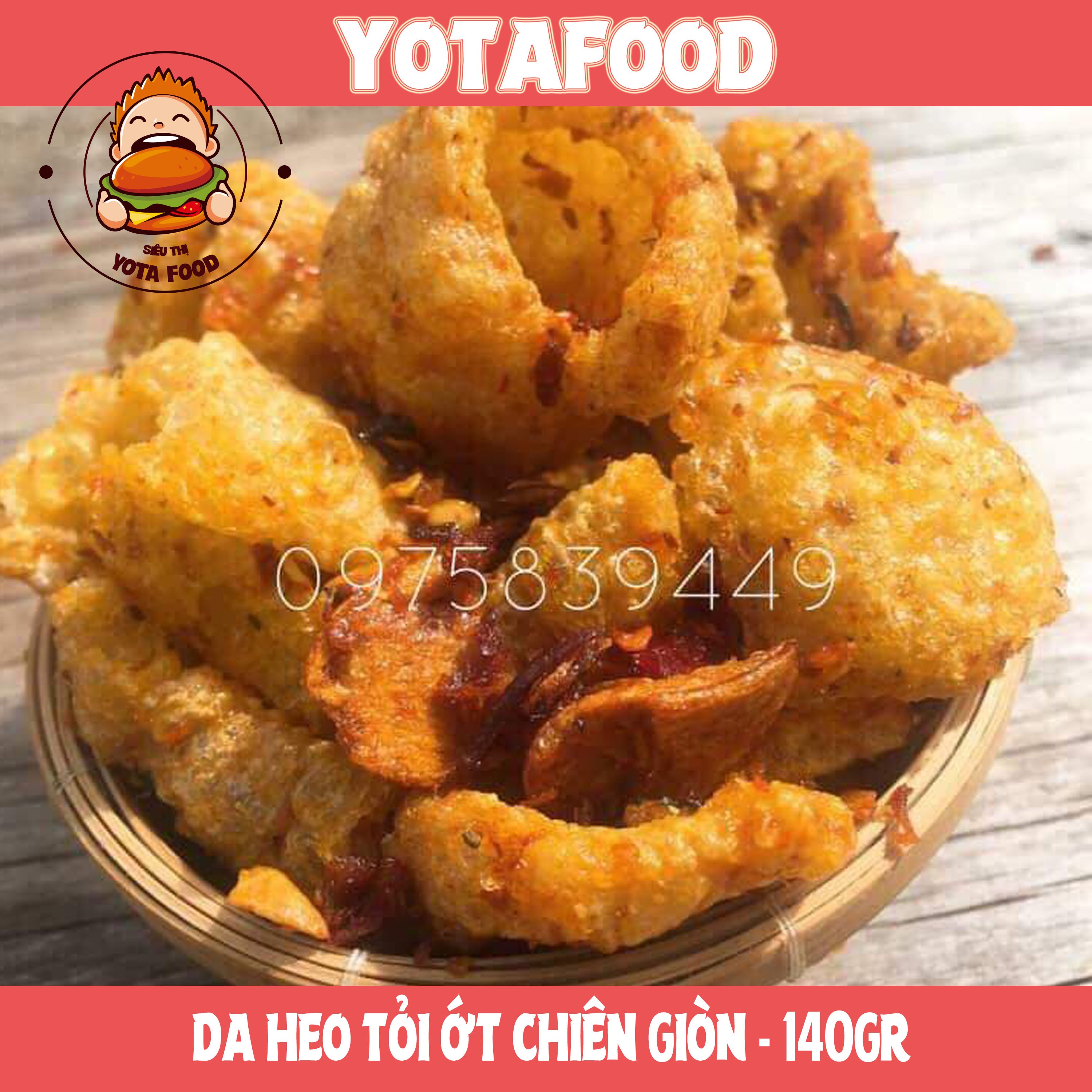 Da heo tỏi ớt chiên giòn Yotafood 140g đồ ăn vặt vừa ngon vừa rẻ