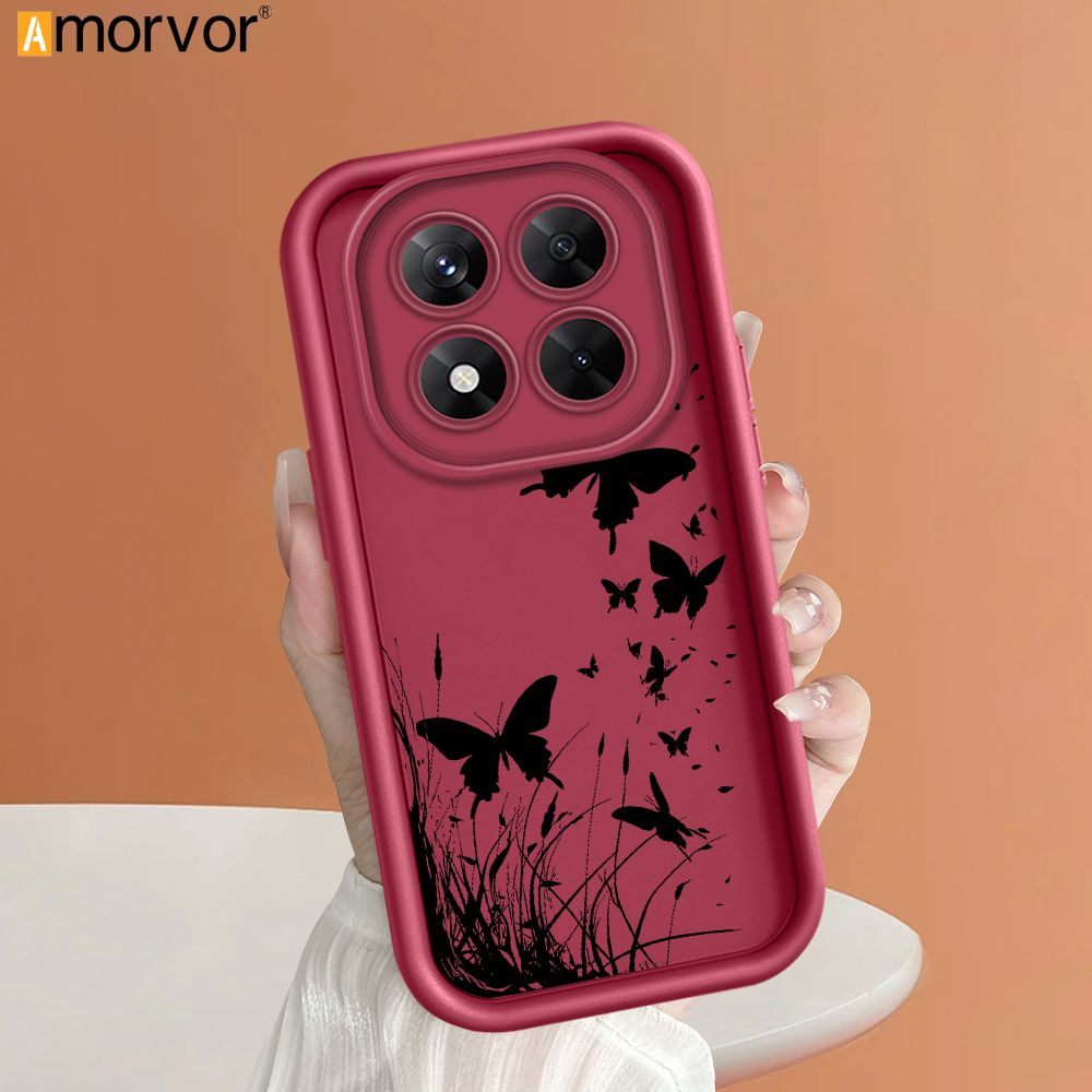 AMORVOR%20for%20Redmi%20Note%2014%204G%205G/Note%2014%20Pro%204G%205G/Note%2014%20Pro+%205G/Turbo%204%20Poco%20X7%20Pro%20Back%20Cover%20Soft%20Square%20Ladder%20Grass%20Butterflies%20Cover%20Silicone%20Camera%20Protection%20Phone%20Case%20-%20Image%202
