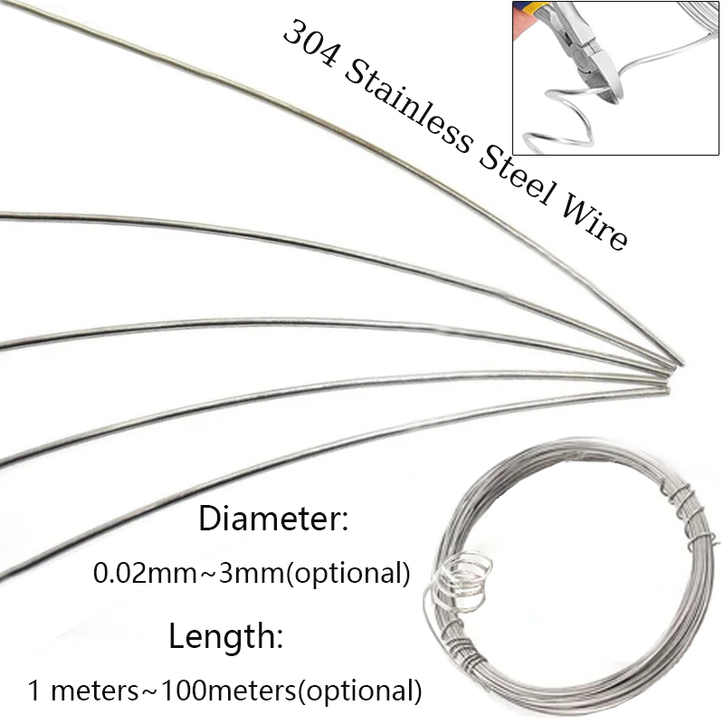 1pcs 1-100 meters 304 Stainless Steel Soft/hard Steel Wire Diameter  0.02-3mm Single Strand Lashing Soft Iron Wire Rustproof