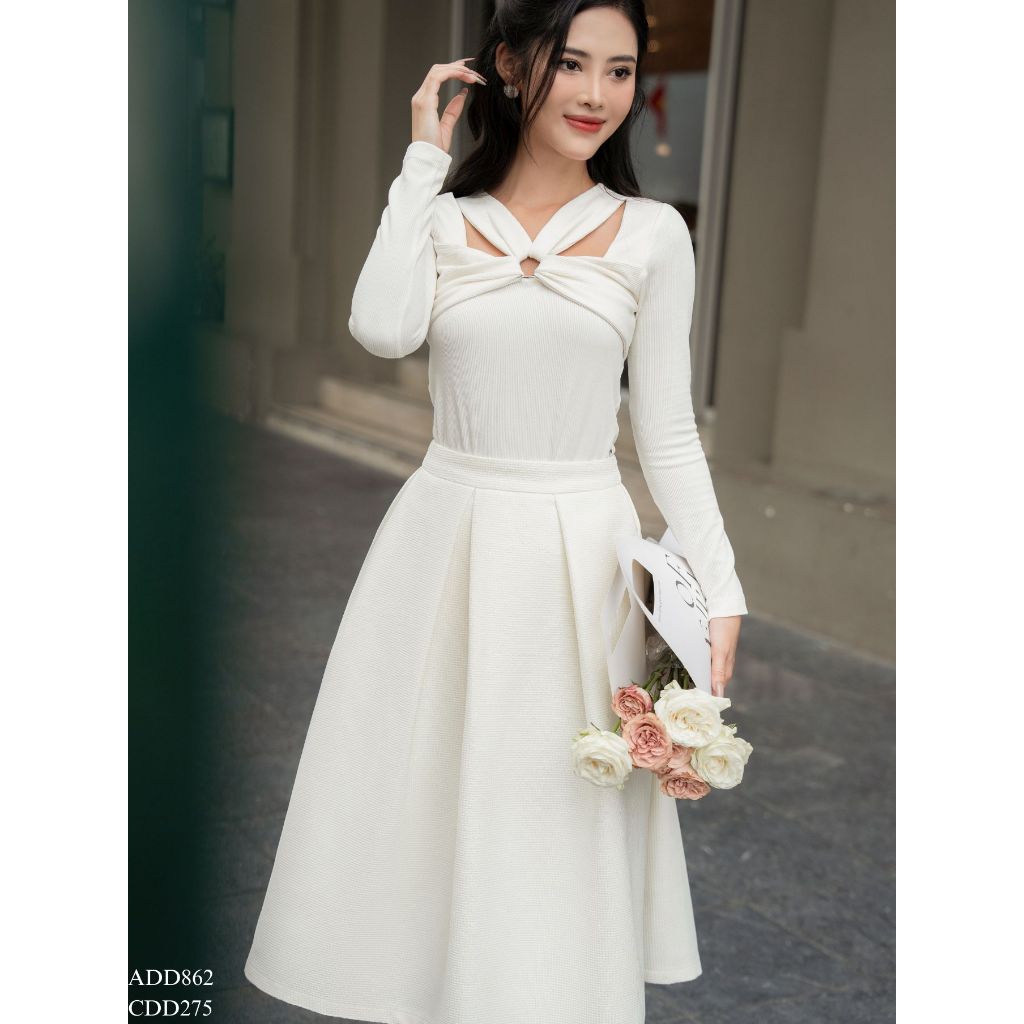Chân váy dáng dài xoè ly súp TIINSTORE CDD275