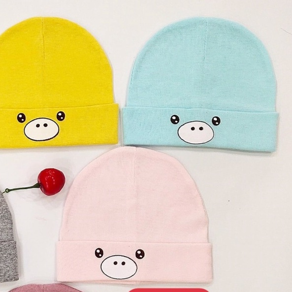 Mũ/nón sơ sinh cotton mềm co giãn- heo con