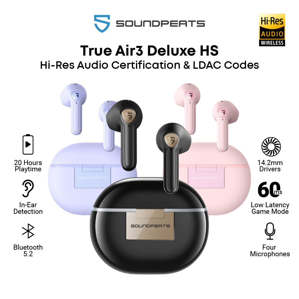 SoundPEATS Wireless Earbuds Hi-Res Audio, Air3 Deluxe HS Semi in