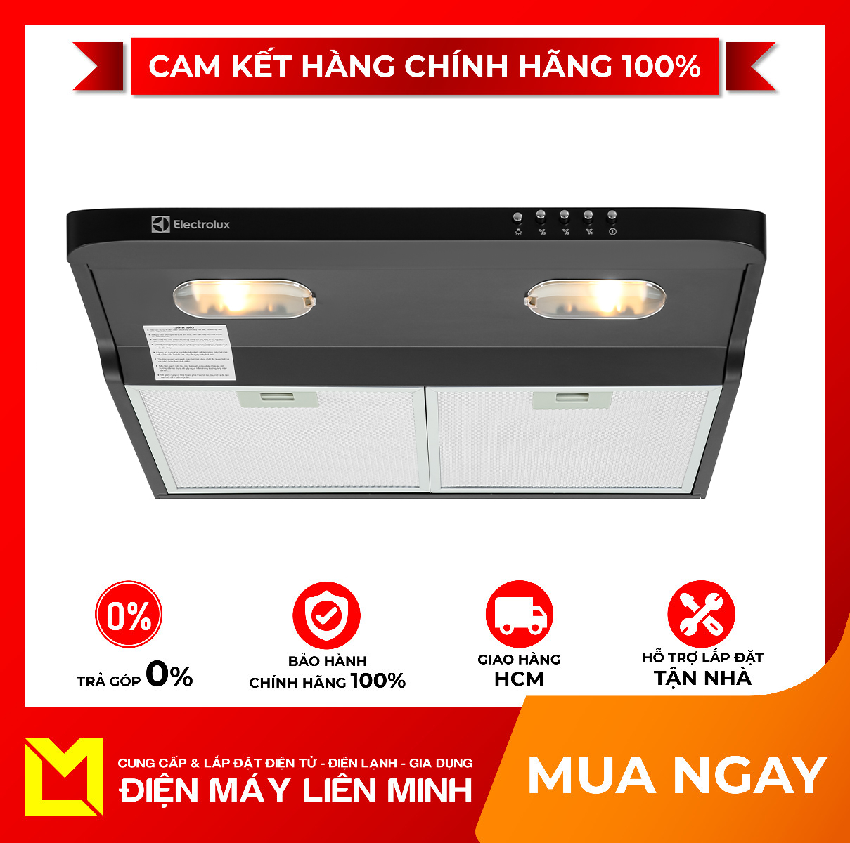 Máy hút mùi âm tủ Electrolux EFT6032K Bộ lọc khử mùi than hoạt tính , Có đèn LED chiếu sáng tiện lợi - giao hàng miễn phí HCM