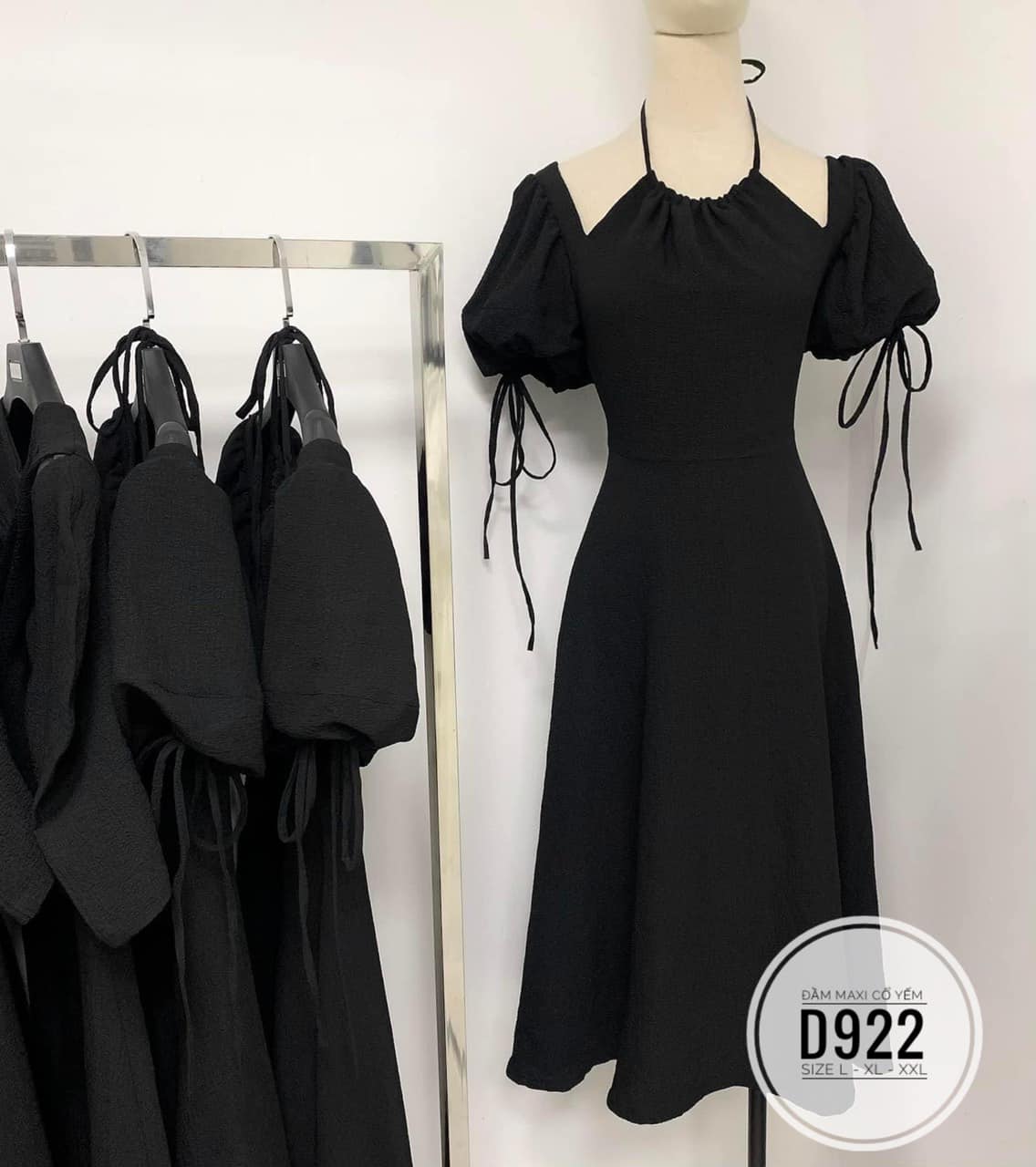 ĐẦN BIGSIZE CỔ YẾM TAY PHỒNG MẶC 2 KIỂU TRẮNG/ĐEN (L-2XL)
