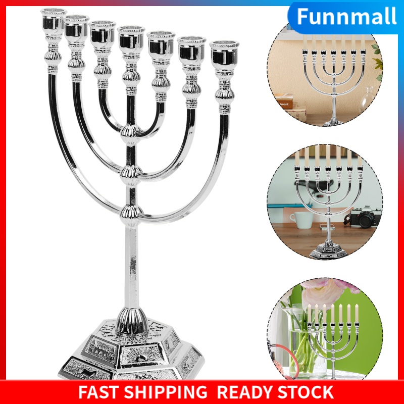 Funnmall Đền thờ Israel Menorah Đền Nến Nến 7 Ngôi nến nến nến retro