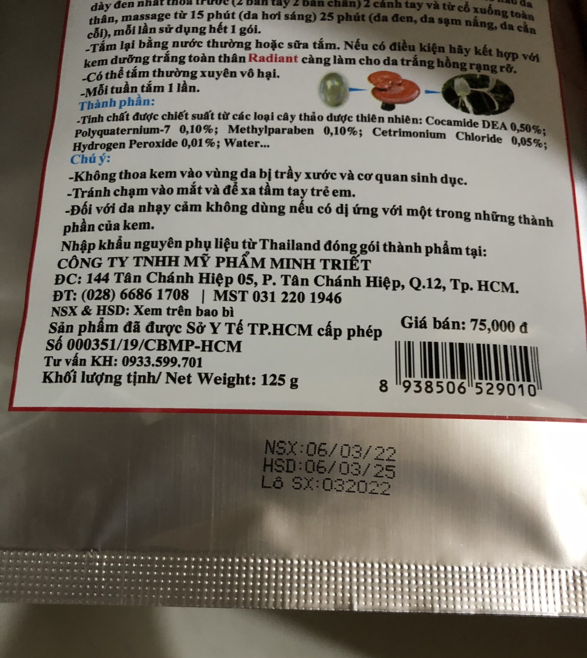 Tắm trắng da ngọc trai và bùn radiant