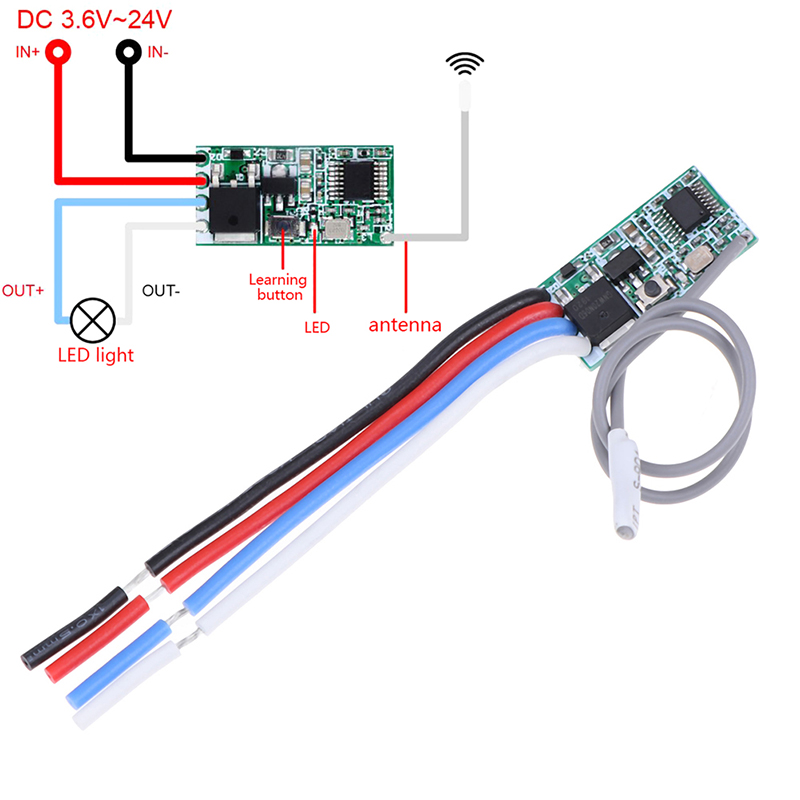 Ncvhrt 433Mhz 1CH RF Rơ Le thiết bị nhận điều khiển từ xa không dây công tắc đèn Micro mô-đun