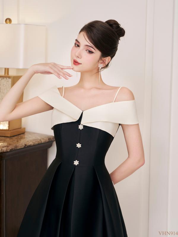 Váy 2 dây trễ vai đáp chéo tiinstore vhn914