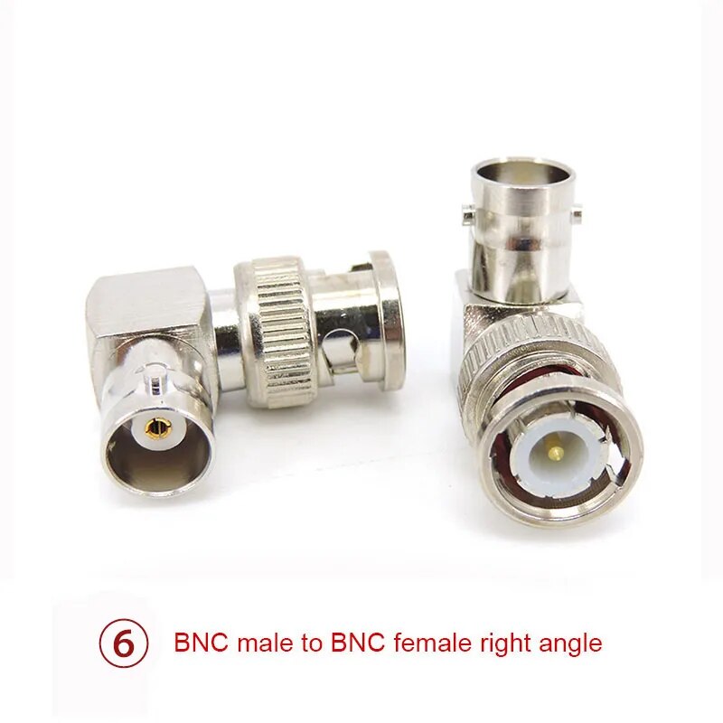 KKQLA1 10pcs 2way BNC male female to right angel BNC male female plug jack t type splitter RG59 Q9 Coaxial Cable connector Converter
