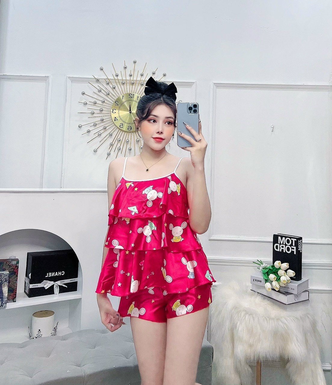 Bộ đồ đùi 2 dây phối tầng xinh quá