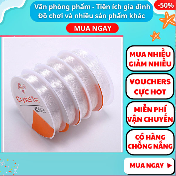 Combo 2 - 5 cuộn dây cước  dây gân trắng 45m loại 1mm ✔dây cước xỏ vòng ✔dây cước siêu bền ✔dây cước xâu chuỗi ✔dây gân xỏ vòng ✔dây gân xỏ chuỗi ✔cuộn dây gân, Nguyễn Thùy Store