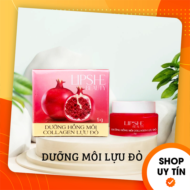 Dưỡng hồng môi collagen lựu đỏ lipshe beauty 5g