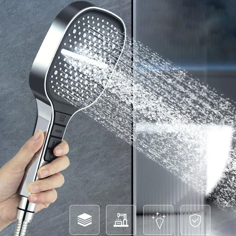 Đen Mới Đầu vòi sen lượng mưa tiết kiệm nước áp lực cao 7 chế độ điều chỉnh một nút bấm nút dừng cho phòng tắm phụ