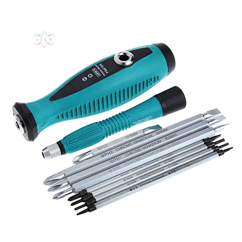 Bộ tua vít với 2 cán và 8 đầu từ tính hiệu Phillips tiện dụng