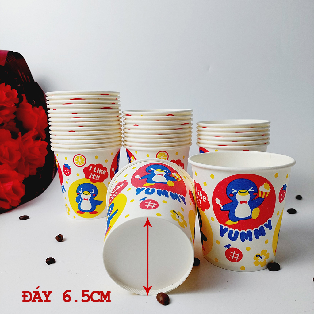Combo 50 chiếc cốc giấy 390ml họa tiết YUMMY size 13oz