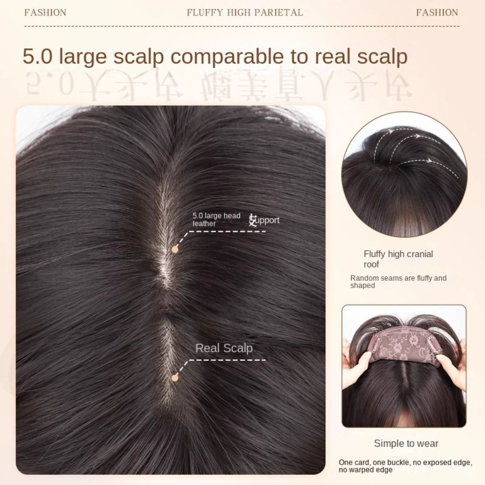 Middle Part Toppers Fashion Middle Part Topper Hairpiece with Bangs Synthetic Wig Straight ...