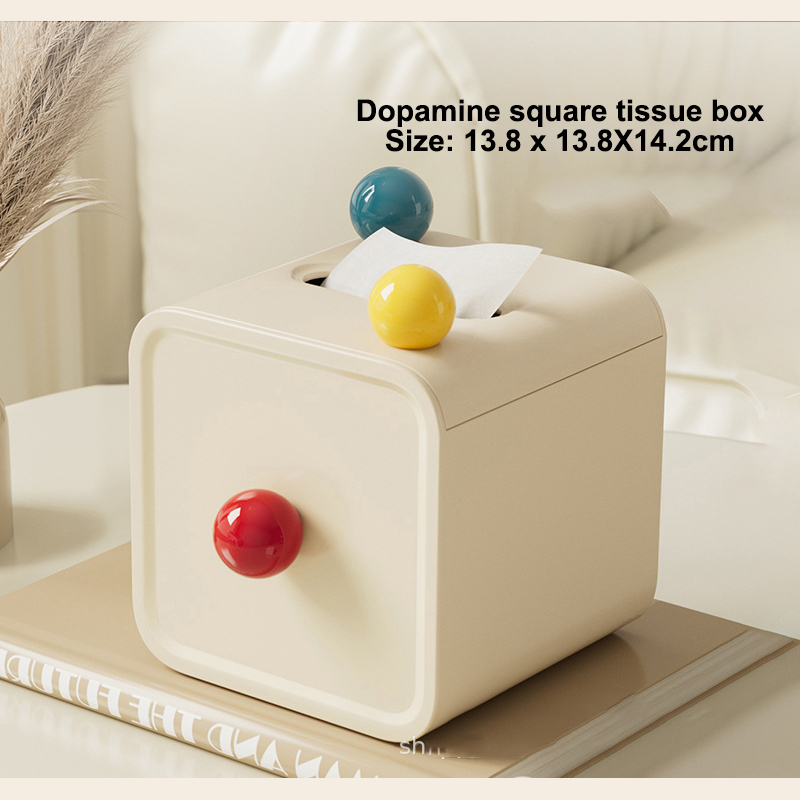 Tissue box Advanced color pattern Square tissue box with lid Desktop paper tray Tissue box sanitary paper box Desktop tissue box Desk drawer storage box desk storage box