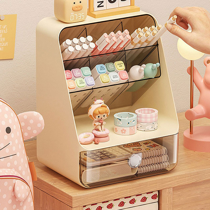 Desktop diagonal storage box, storage shelf, drawer type organization, cosmetics storage box, stationery storage, pen holder holder