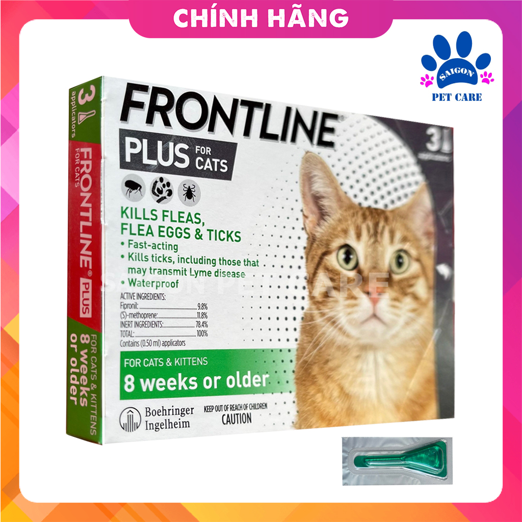 [CHÍNH HÃNG] Thuốc nhỏ gáy trị ve rận, bọ chét Frontline Plus cho mèo (1 ống)