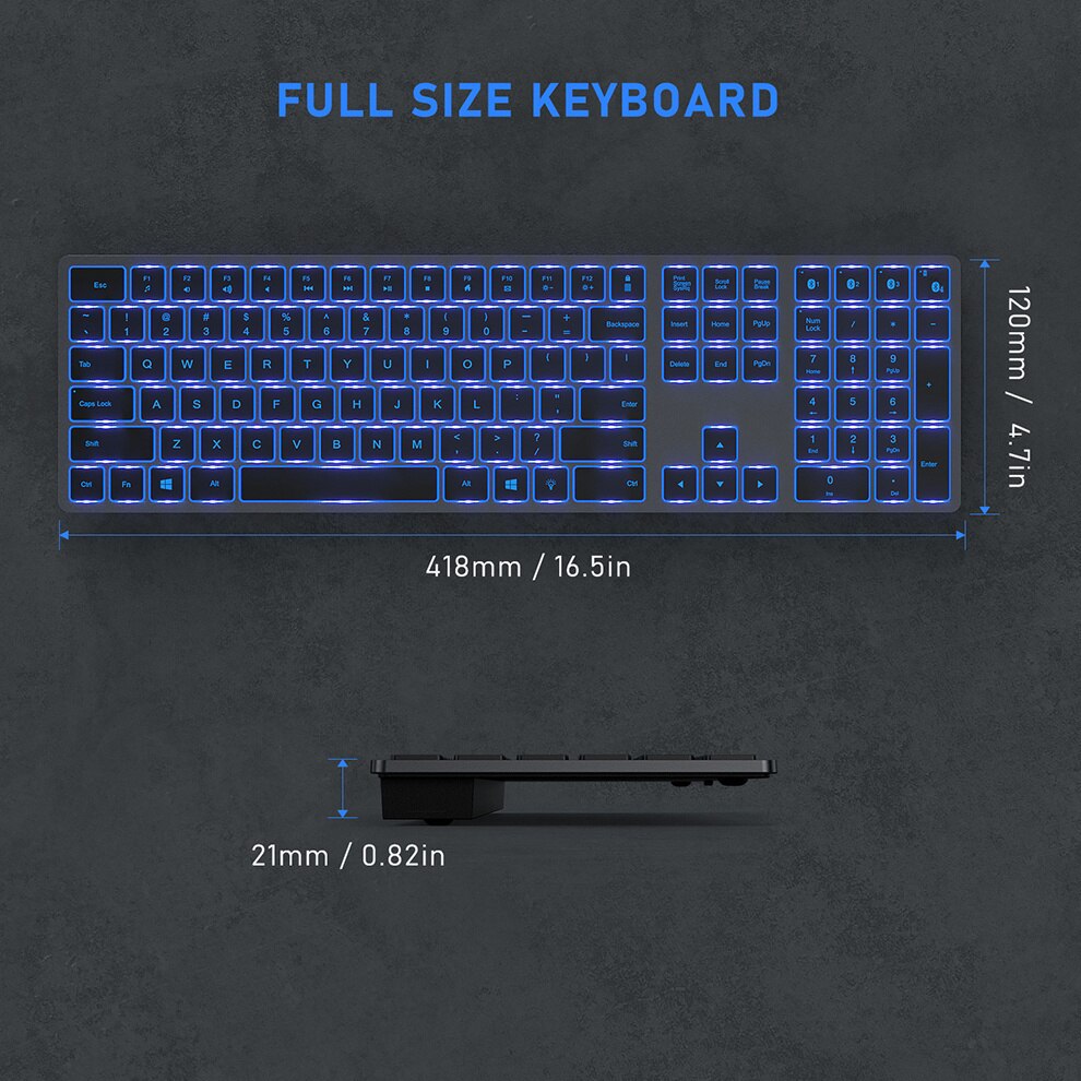 SeenDa Bluetooth Ipad keyboard Multi-Device Backlit Rechargeable Keyboard Wireless for Laptop Tablet MacBook iPad iPhone