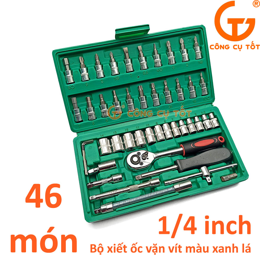 Bộ dụng cụ sửa chữa xiết mở bulong ốc vít 46 chi tiết