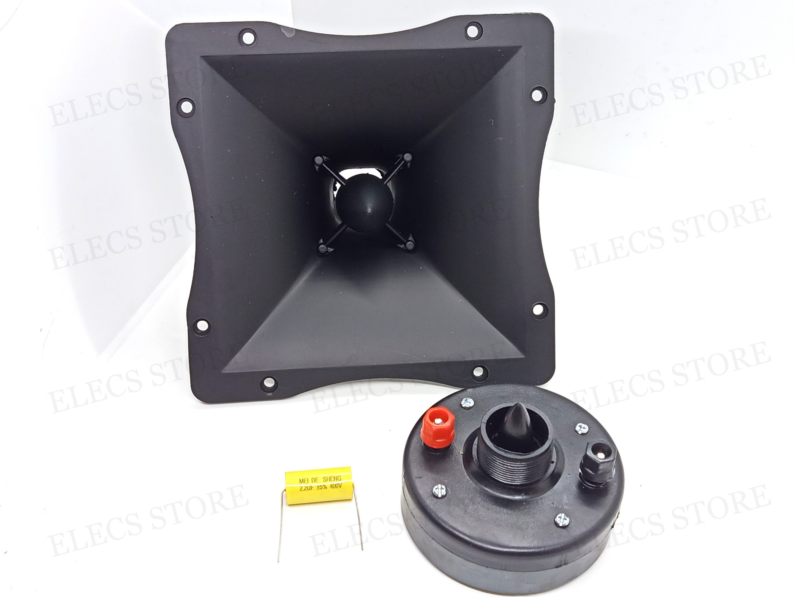 Loa treble kèn 350 + họng kèn 19cm x 19cm + tụ loa treble 2.2uf