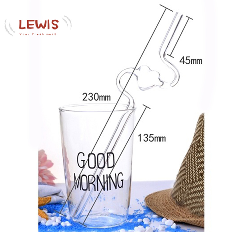 Lewis Transparent Bending Glass Straw High Temperature Resistance Drinking Tools New