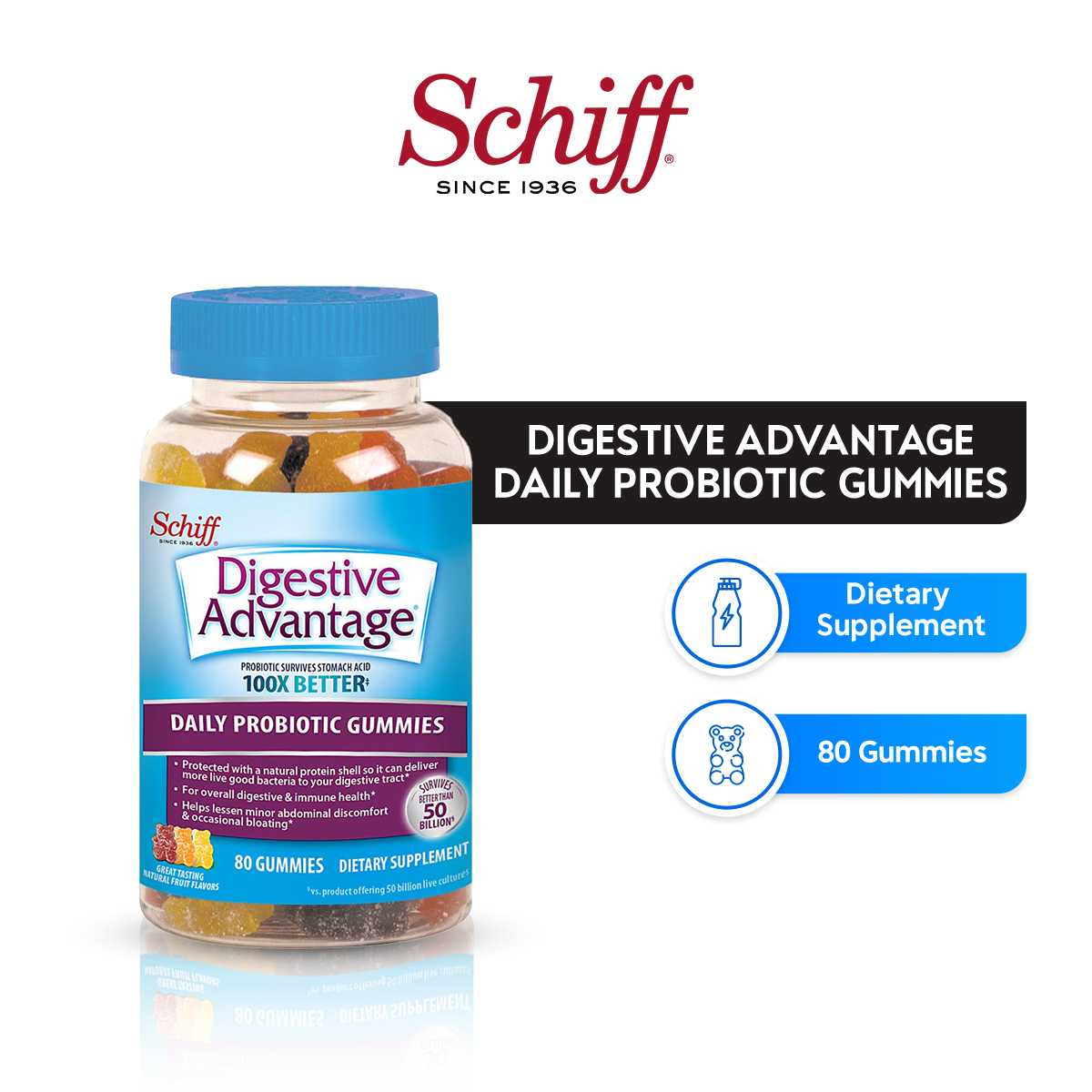 Schiff Vitamins DIGESTIVE ADVANTAGE® Probiotic Gummies 80 ct. Lazada PH