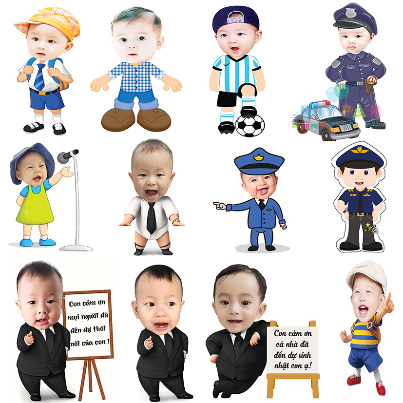 In hình chibi sinh nhật cho bé trai