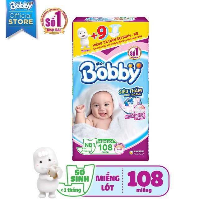 Miếng lót sơ sinh Bobby NewBorn 1-108 miếng