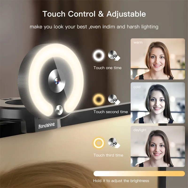 4K Webcam Full HD 2K Mini Web Camera With Fill Light Laptop PC Computer Live Broadcast Camera Video Camera Microphone Webcast