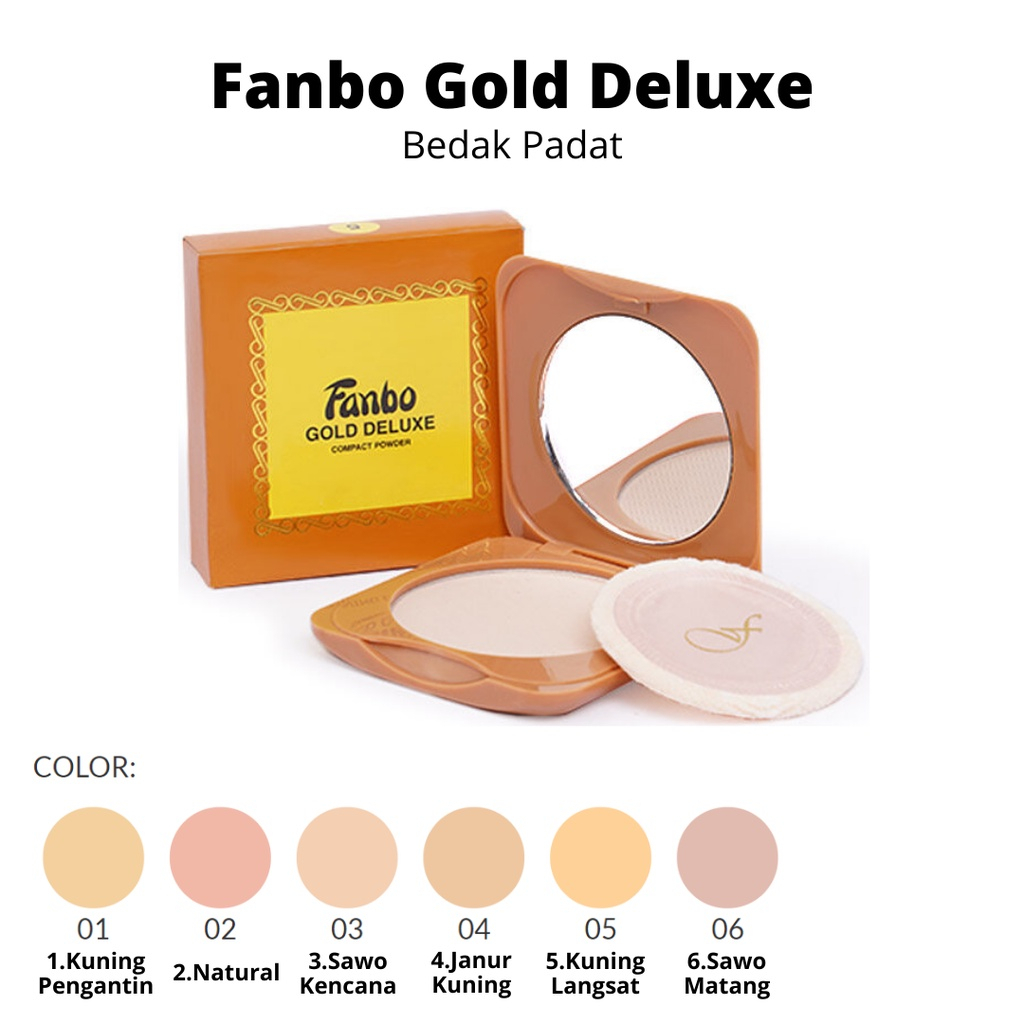 Fanbo Gold Deluxe Compact Powder 20gr Fanbo Bedak Padat Kemasan Kotak