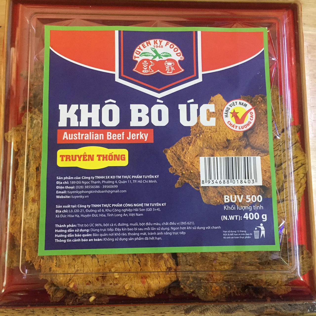 Khô bò úc tuyền ký buv hộp 400g